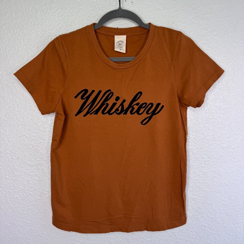 Ragabond Studio Free People Shirt Womens Medium Whiskey Graphic Tee USA Western
